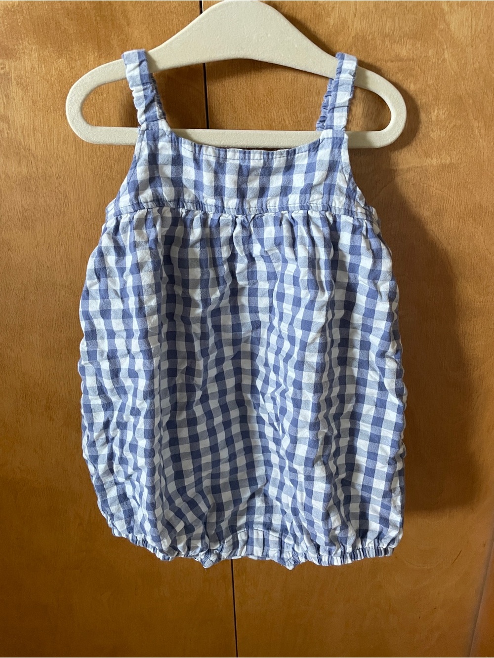 Colored Organics Blue Gingham Bubble Romper Tank for Kids